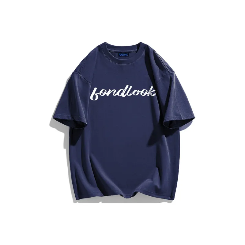 FONDLOOK T Shirts Unisex Navy Blue-1