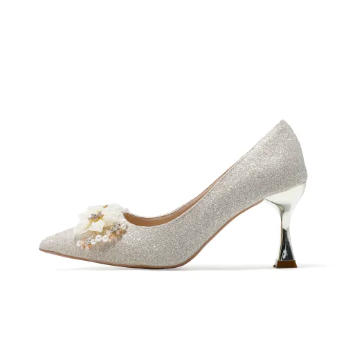 Take The Qin Slim Heel High Heels Women's Champagne Gold
