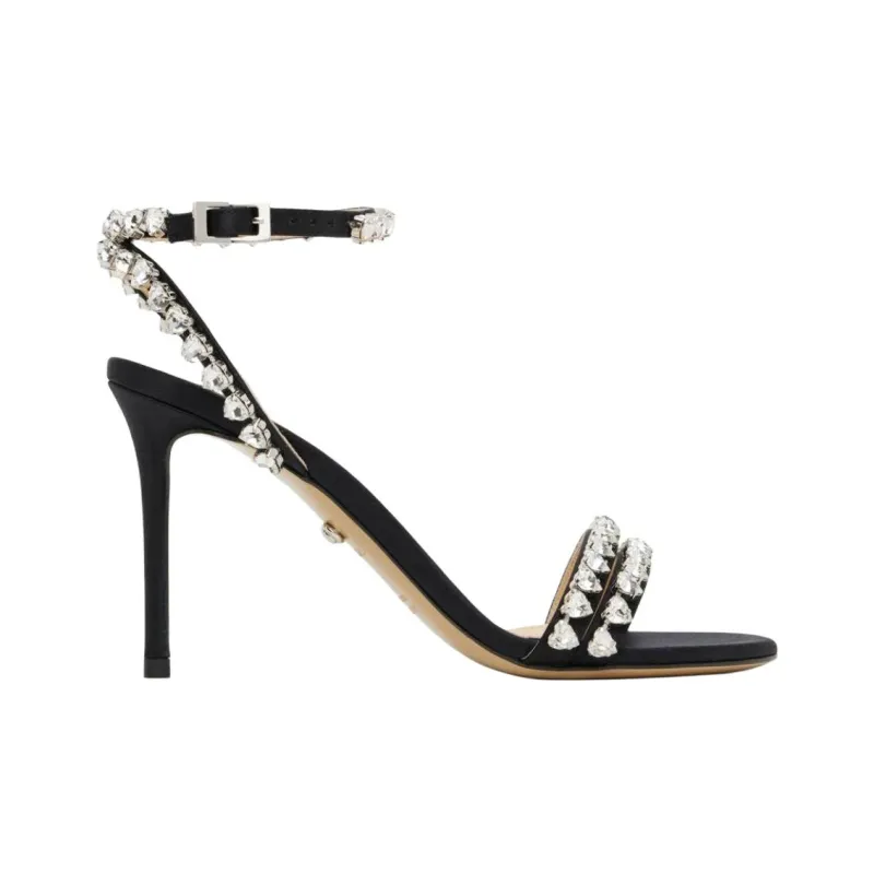 MACH & MACH Audrey One Strap Sandals 8.8cm Women's Black-2