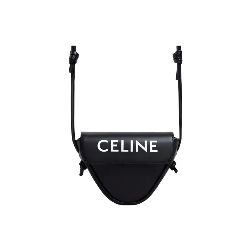 CELINE Smooth Cow Leather Shoulder Bag Crossbody Bag Mini Men's Black-3