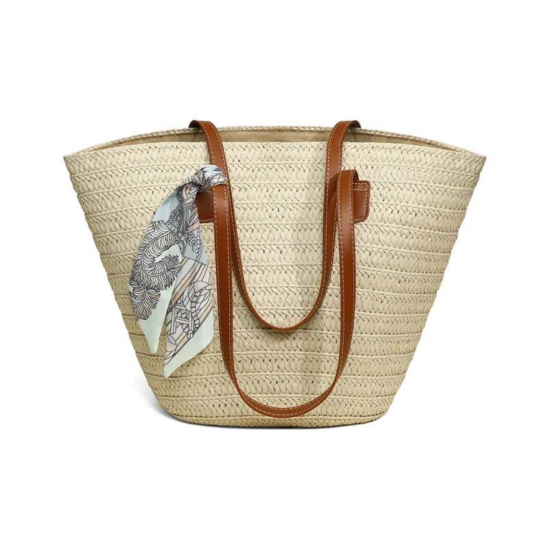 COMELY Fabric Tote Straw Bag, Handbag, Shoulder Bag, Shoulder Bag Regular Women's Ecru-1