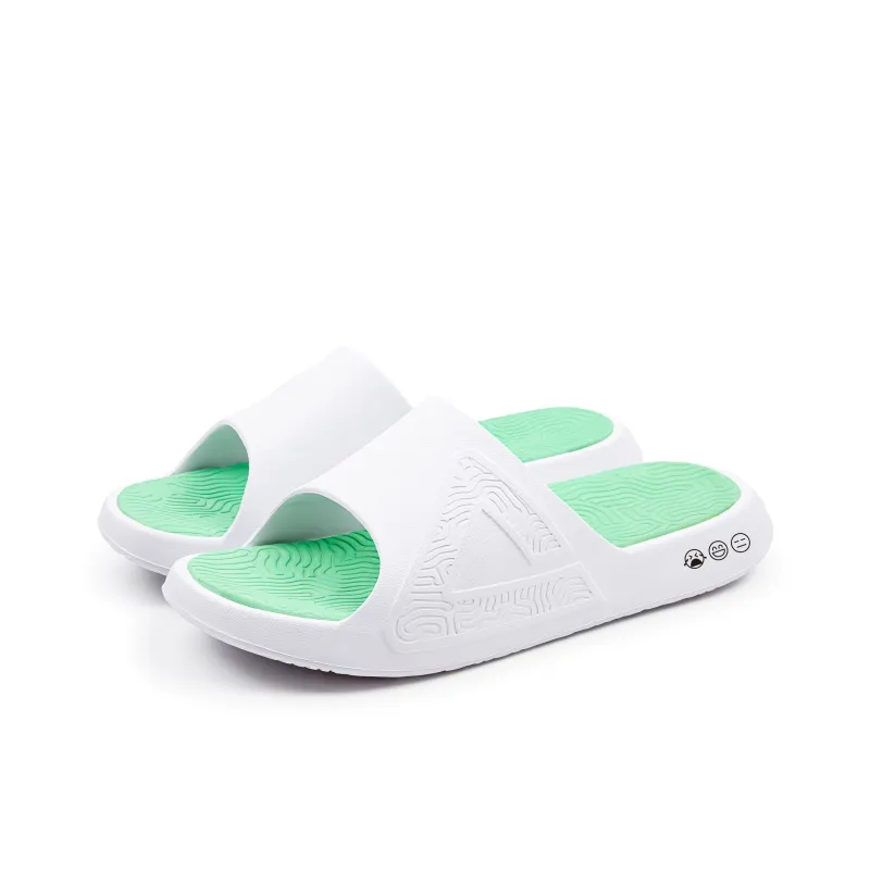 PEAK Tai Ji1.0 Quiet Slip Resistant Cushioning Slide Slippers Men's White Green-3