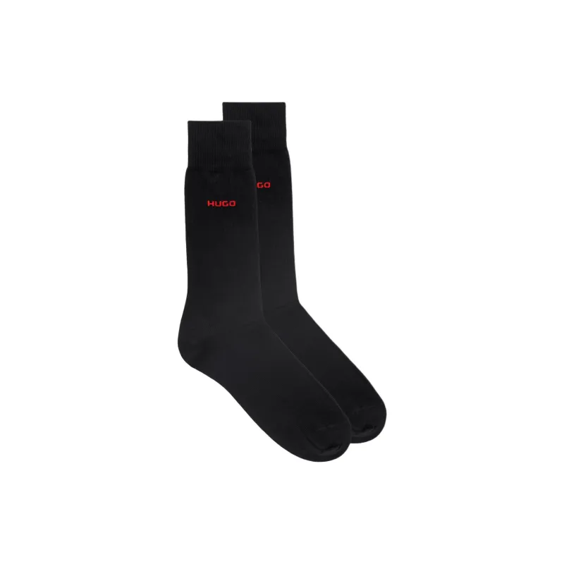 HUGO BOSS Knee High Socks Men's 2 Pack Black-1