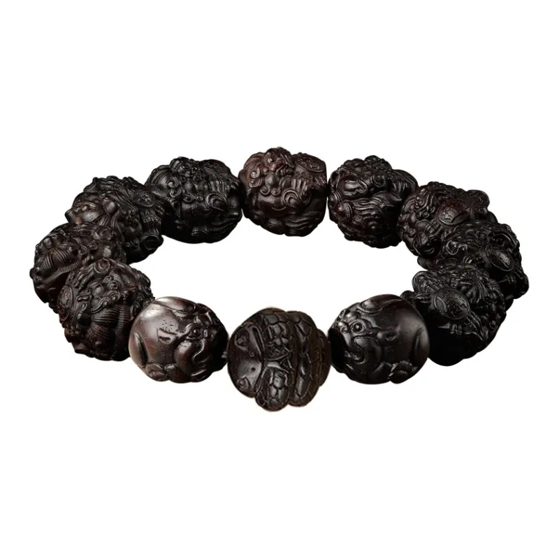 Moonstone Edge Small Leaf Red Sandalwood Bracelets Men's-5
