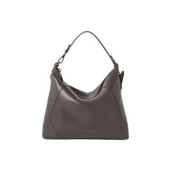 Brunello Cucinelli Leather Shoulder Bag, Crossbody Bag, Handbag Women's Dark Brown