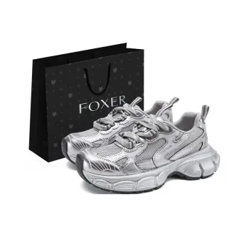 FOXER Slip Resistant Low Top Chunky Sneakers Women's Silver