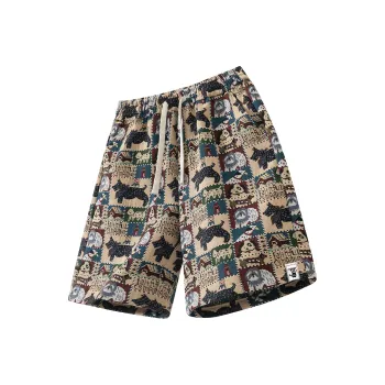 Yiwen Beach Shorts Unisex Embroidery Dog