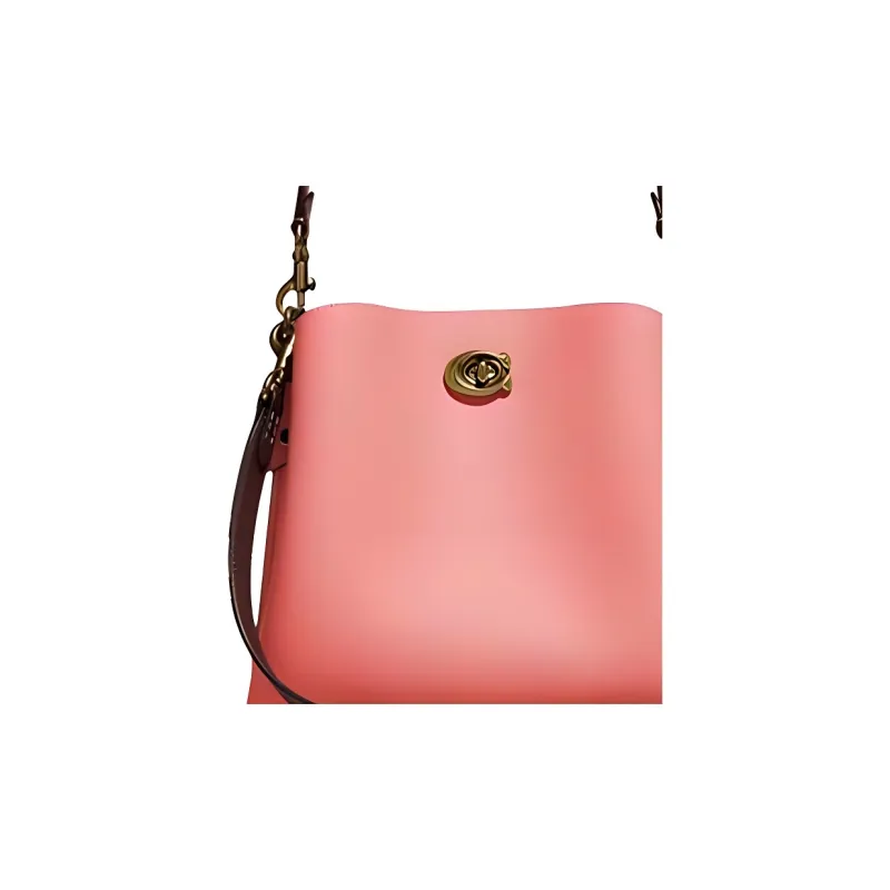 COACH Willow Leather Bucket Bag, Crossbody Handbag Trumpets Women's Peach Pink-4