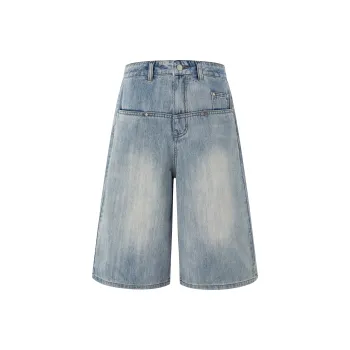 Wen Shan Denim Shorts Women's Light Blue Capri Pants