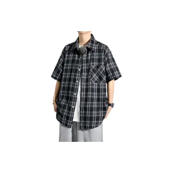 HOKLV Shirts Unisex Black Plaid