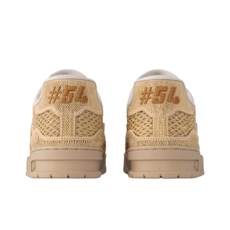 LOUIS VUITTON Trainer Low Top Skateboard Shoes Men's Beige-4