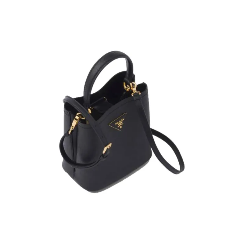 PRADA Calfskin Handbag Trumpets Unisex Black-1