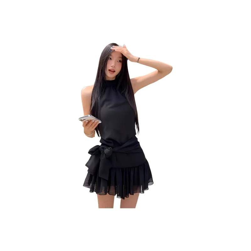 Flowers In Water Summer Sleeveless Dress Women's-0