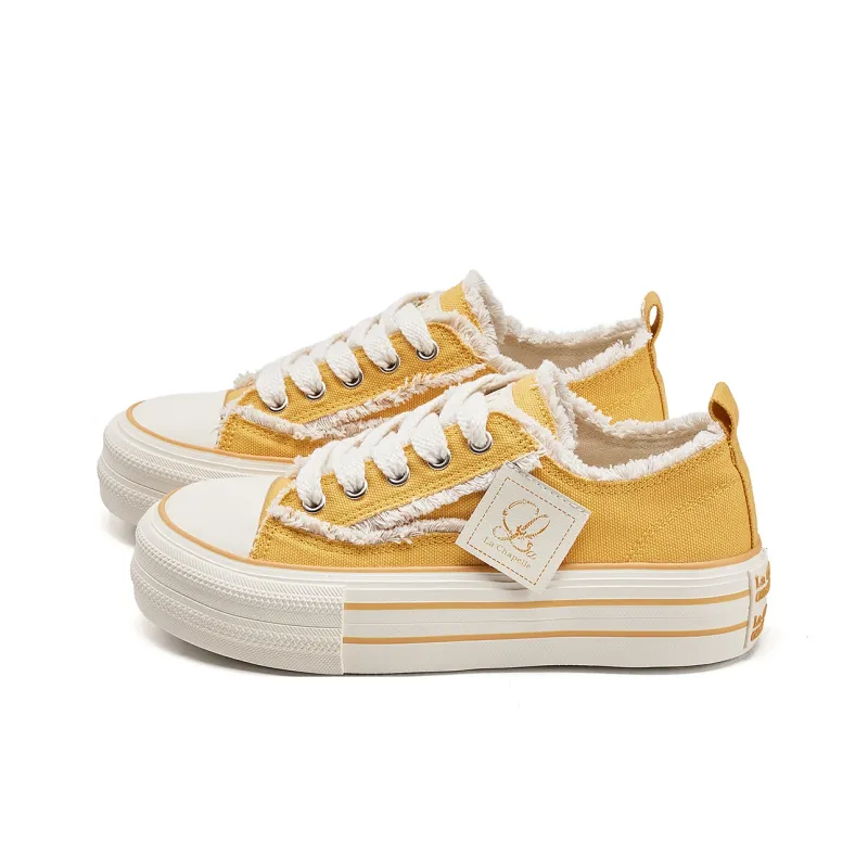 La Chapelle Abrasion Resistant Low Top Canvas Shoes Women's Yellow-2