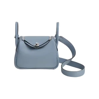 HERMES Lindy Swift Calfskin Shoulder Bag, Crossbody Bag, Handbag Mini Women's Light Blue