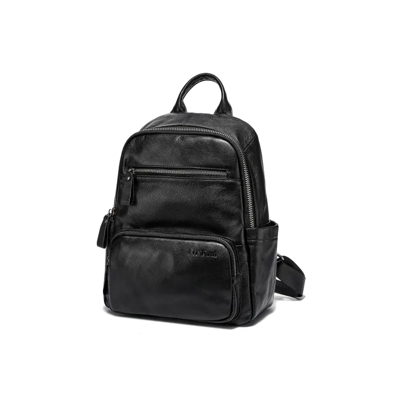Ace Paul Top Grain Cow Leather Backpack Regular Unisex Black-1