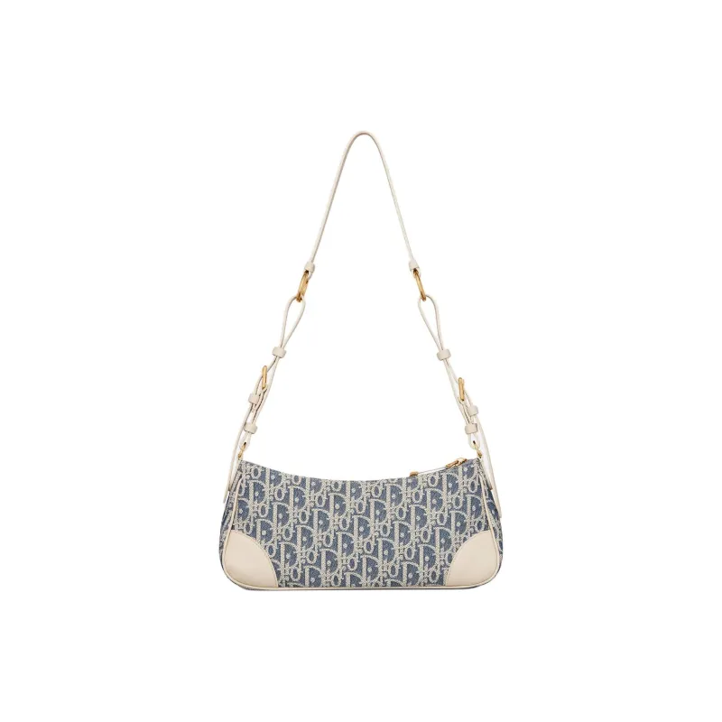 DIOR 30 Montaigne Cotton Shoulder Bag Mini Women's Denim Blue & Beige-2