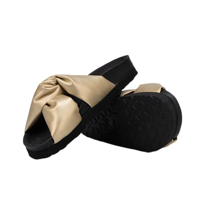 LOVE MOSCHINO Slip Resistant Slide Slippers Women's Gold-3