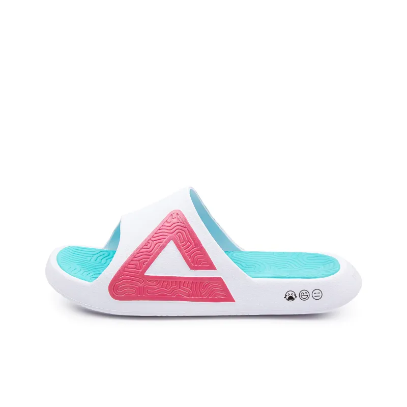 PEAK Tai Ji1.0 Quiet Slip Resistant Abrasion Resistant Slide Slippers Men's White Rose Red-0