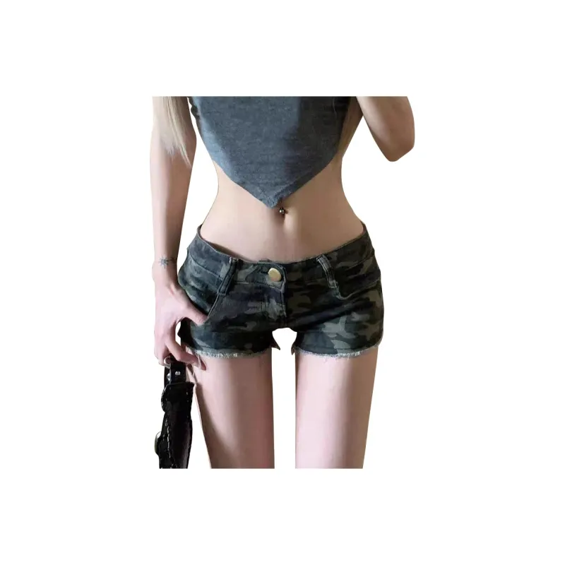 NRTR Low Rise Slimming Flared Denim Shorts Women's-0