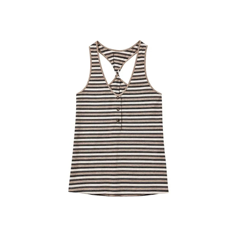 SINBOS Tank Tops Women's Coffee Stripes-0
