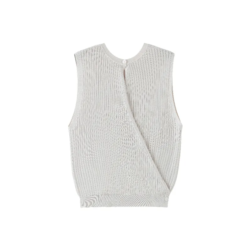 TAGEECHITA Versatile Design Tank Top Sleeveless Knitted Fabric Shirt Women's-0