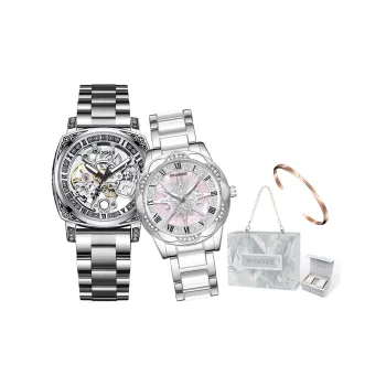 MXXSEE Automatic Mechanical Movement Stainless Steel Watchband Watch Unisex Cut Out Dial