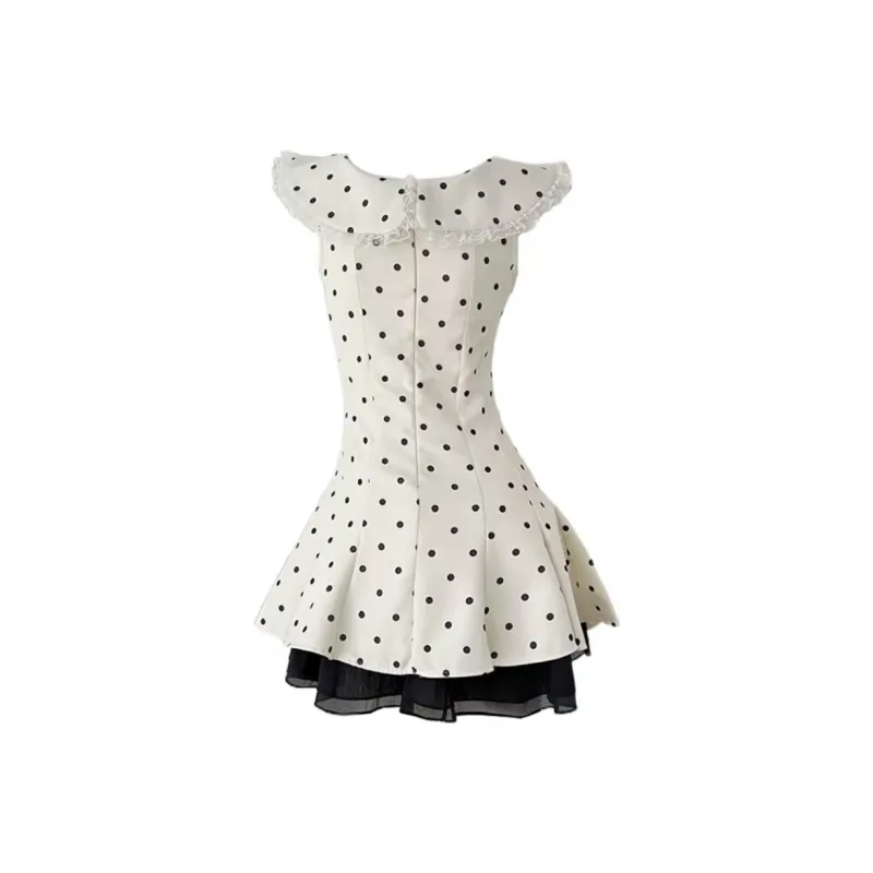 POPO.INFO Slip Dresses Women's White Polka Dot-1
