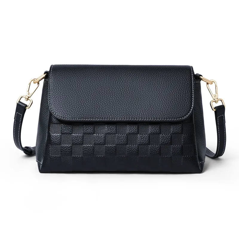 PT'SON Cow Leather Crossbody Bag, Shoulder Bag Regular Women's Black-3