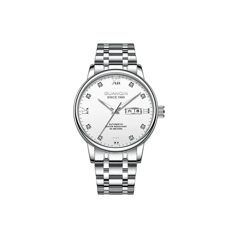 GUANQIN Automatic Mechanical Movement Stainless Steel Watchband Watch Men's Watches Black Dial-5