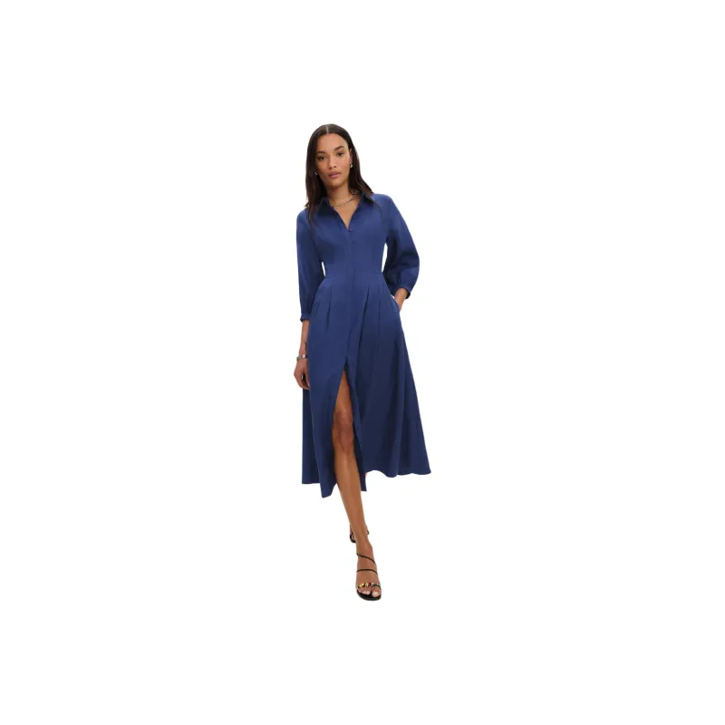 REFORMATION Tara Linen Dress Long Sleeved Dress Women's-0