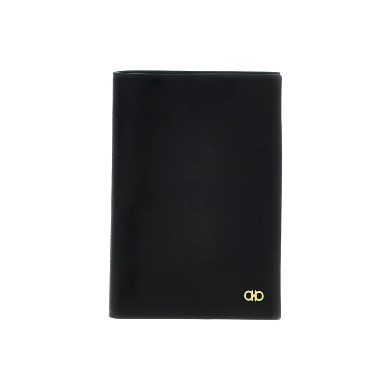 FERRAGAMO Cow Leather Passport Holder Micro Men's Black-0