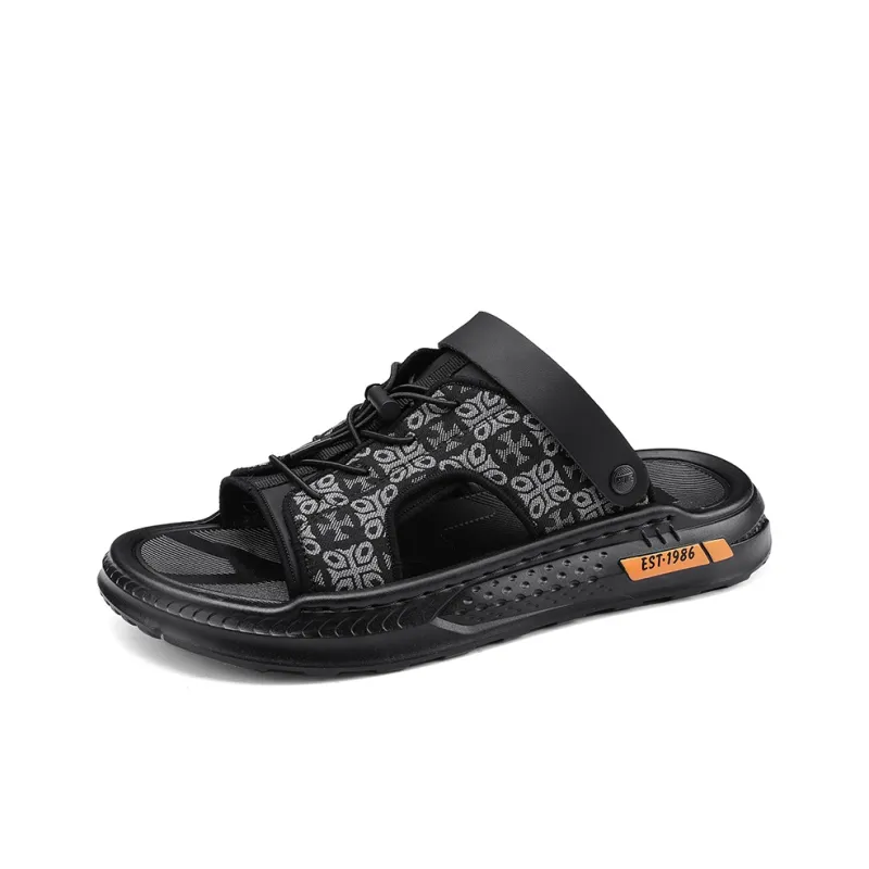 Shiozawa Beach Sandals Men Black, Khaki-0