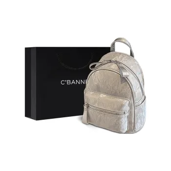 C°BANNER Cow Leather With Synthetic Leather Backpack Medium Size Women's Silver