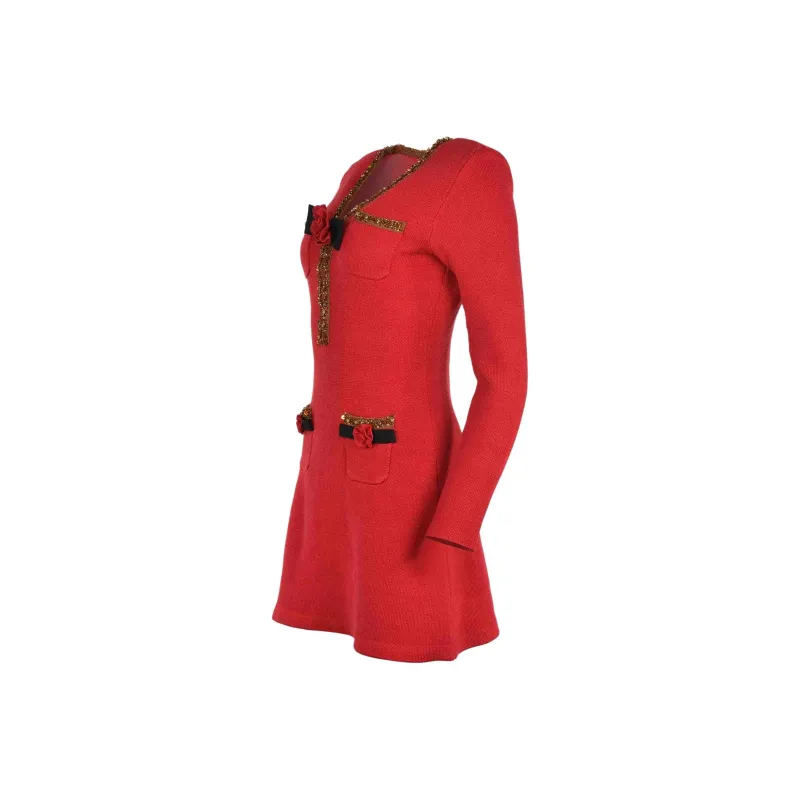 Self portrait Long Sleeved Dress Women's Red-2