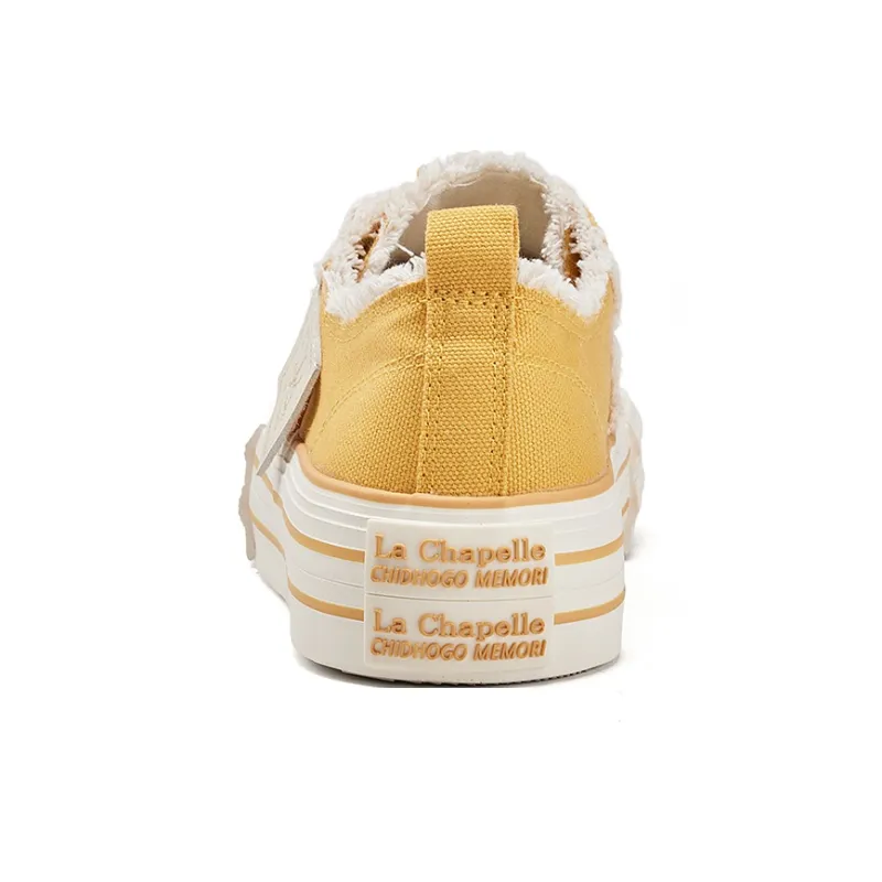 La Chapelle Abrasion Resistant Low Top Canvas Shoes Women's Yellow-4