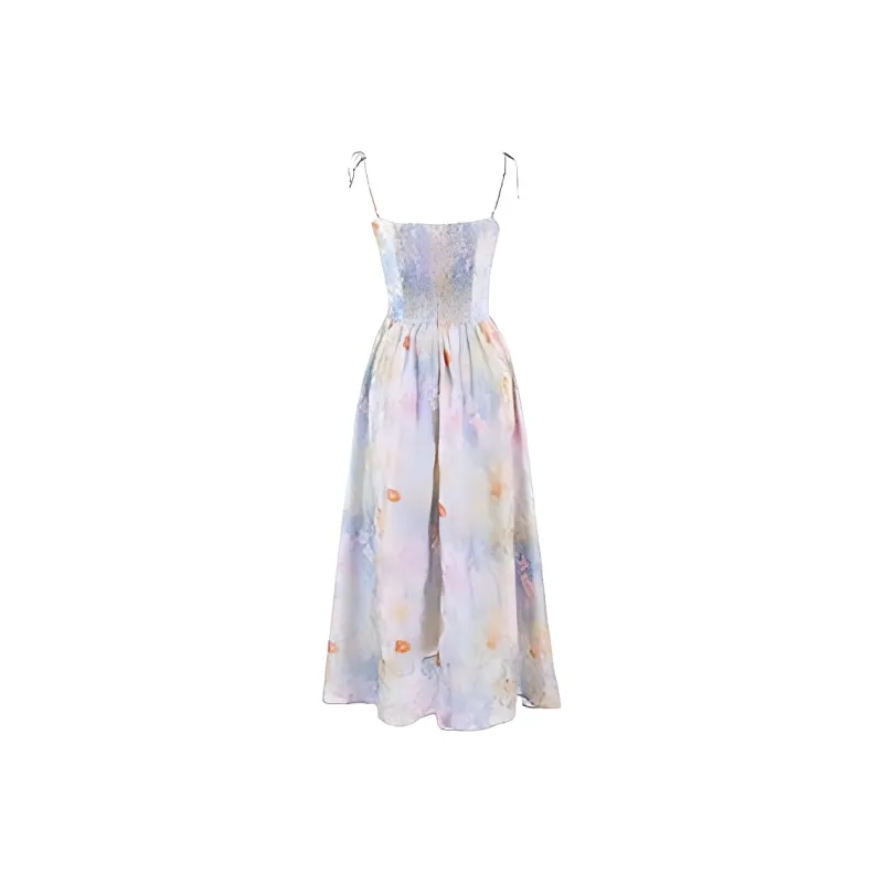 ETSE Slip Dresses Women's Oil Painting Color Dress-1