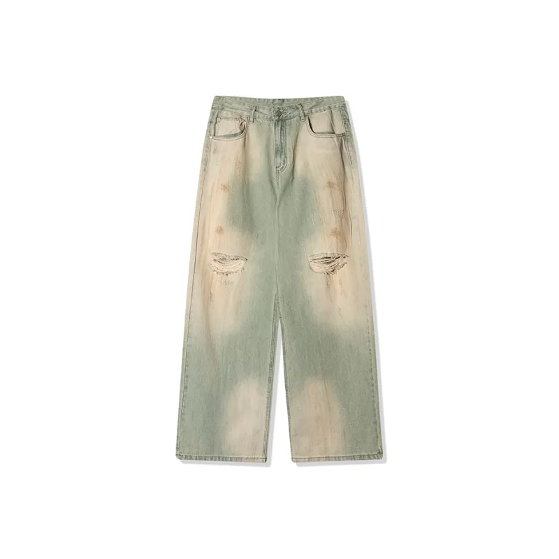 LANGWEIZHE Hip Hop Street Style Distressed Loose Fit Straight Fit Basic Casual Pants Unisex-14