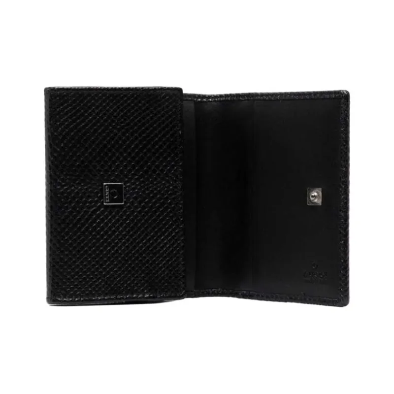 GUCCI Snakeskin Print Embossed Wallet Unisex Black-2