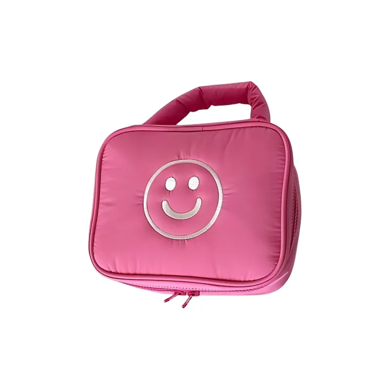 Gentle Welcome Korean Style Smiley Face Large Capacity Handheld Skincare Storage Makeup Bags Portable-4