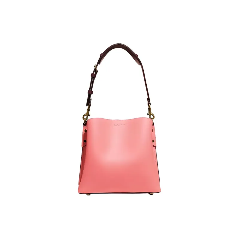 COACH Willow Leather Bucket Bag, Crossbody Handbag Trumpets Women's Peach Pink-2