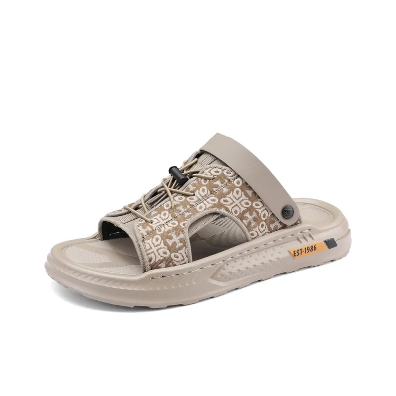 Shiozawa Beach Sandals Men Black, Khaki-7