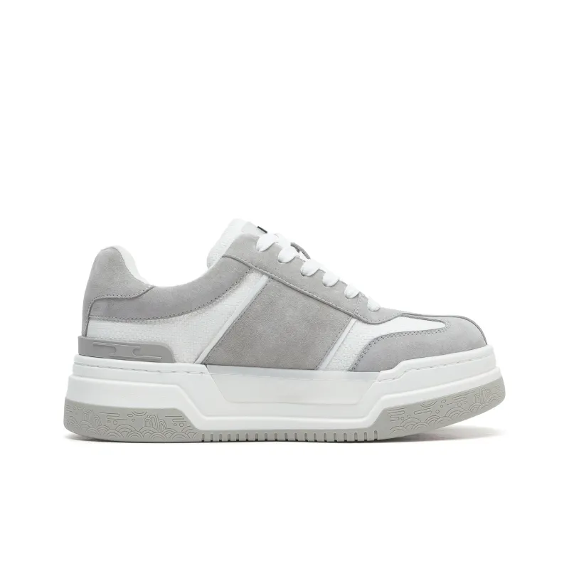 Lee White Sneakers Slip Resistant Low Top Skateboard Shoes Men's White Gray-1