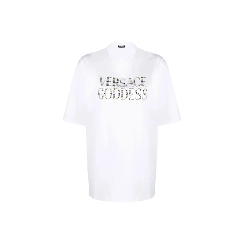 VERSACE Logo Embellished Crewneck T Shirt-0