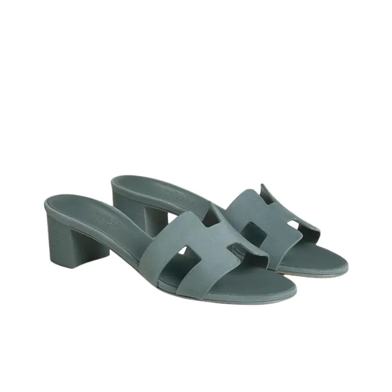 HERMES Oasis Slide Slippers 4.5cm Women's Blue-2
