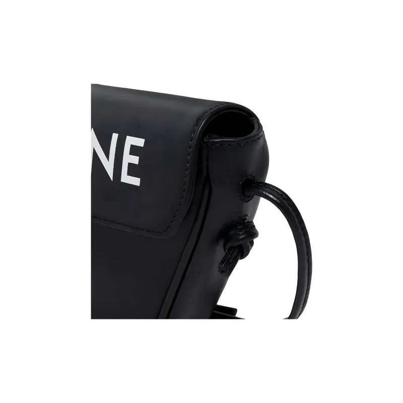 CELINE Smooth Cow Leather Shoulder Bag Crossbody Bag Mini Men's Black-4