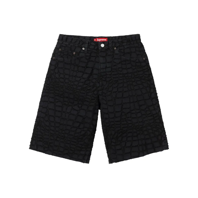 Supreme Frayed Croc Baggy Denim Short-0