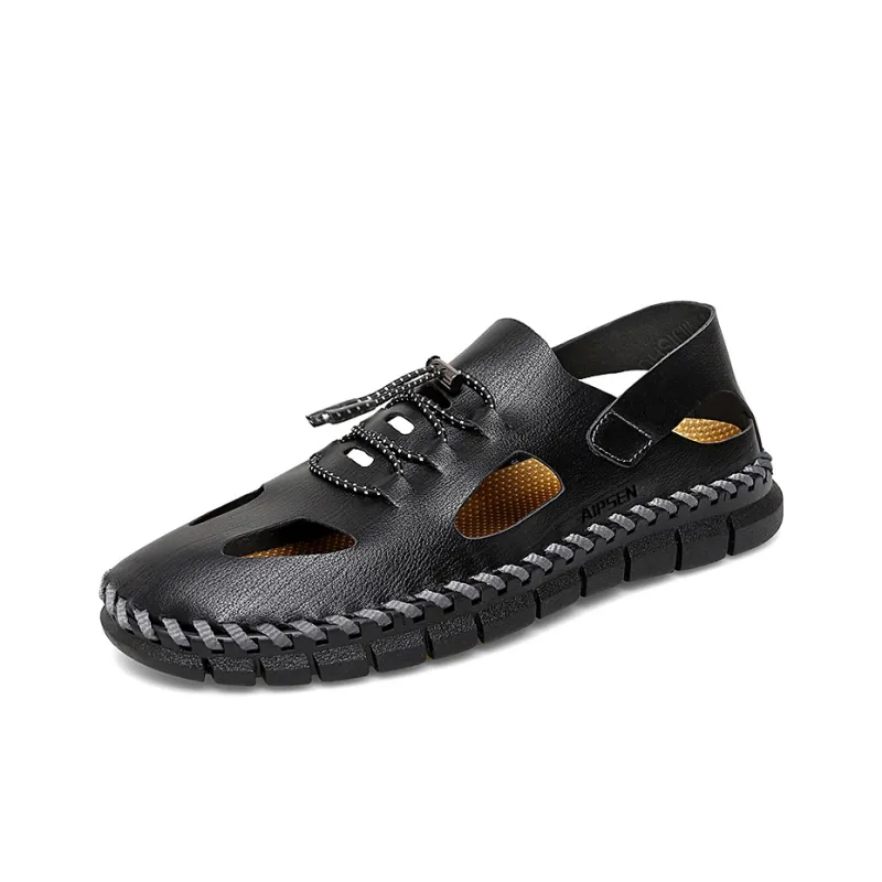 AIPSEN Anti Slip Wear Resistant River Trekking Shoes Men's Black-1