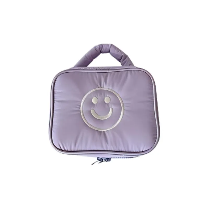 Gentle Welcome Korean Style Smiley Face Large Capacity Handheld Skincare Storage Makeup Bags Portable-0