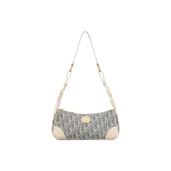 DIOR 30 Montaigne Cotton Shoulder Bag Mini Women's Denim Blue & Beige